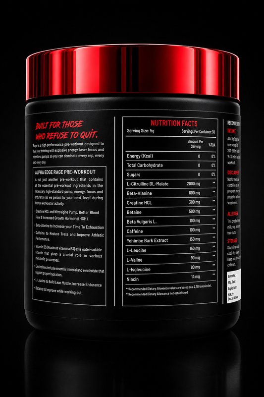 ALPHA EDGE | RAGE | PREWORKOUT | FRUIT PUNCH |30 SERVINGS |