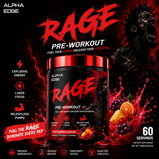 ALPHA EDGE | RAGE | PREWORKOUT | FRUIT PUNCH |60 SERVINGS |