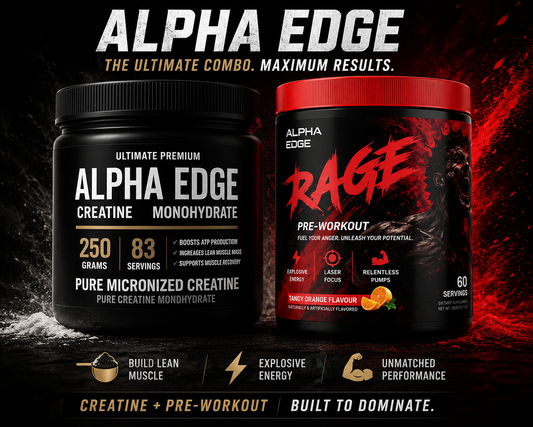 ALPHA EDGE | RAGE | PREWORKOUT | 60 SERVINGS + ALPHA EDGE | CREATINE | MONOHYDRATE | 83 SERVINGS