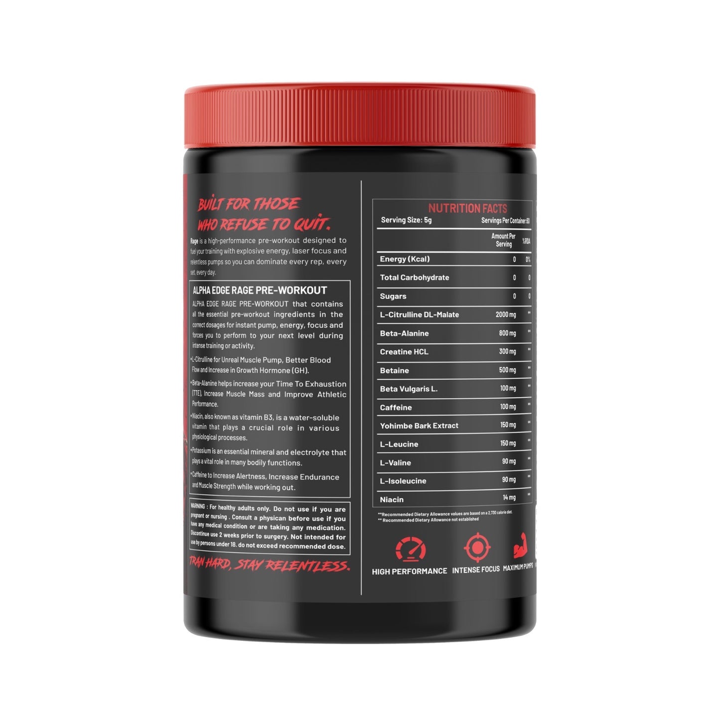 ALPHA EDGE | RAGE | PREWORKOUT |ORANGE | 30 SERVINGS