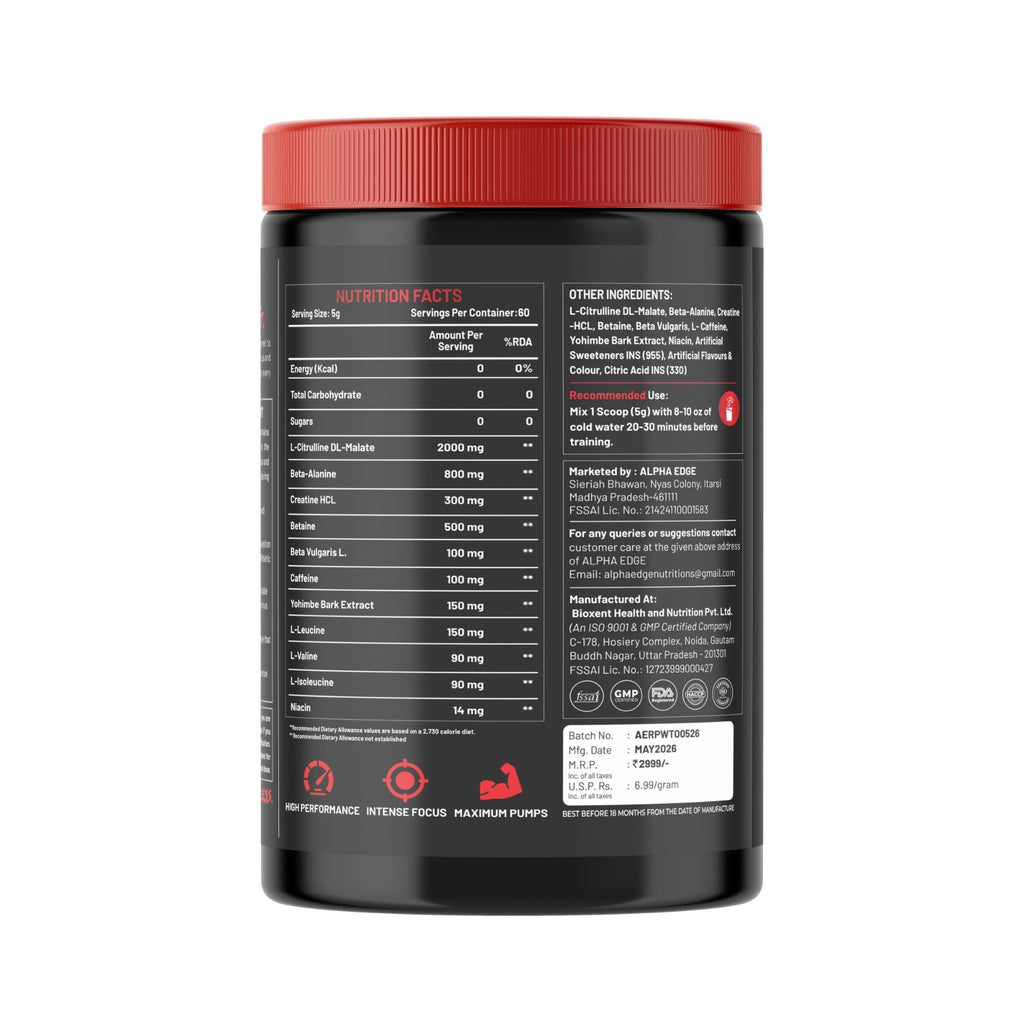 ALPHA EDGE | RAGE | PREWORKOUT | 60 SERVINGS